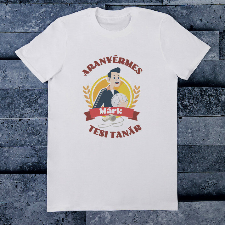 Aranyérmes tesi tanár - Férfi póló nyomtatott mintával