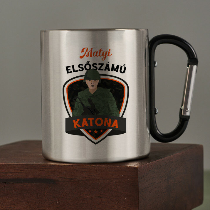 elsőszámú katona - Fém bögre karabinerrel