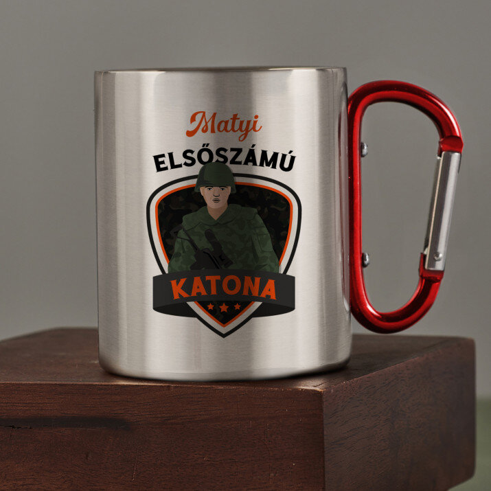elsőszámú katona - Fém bögre karabinerrel elsőszámú katona - Fém bögre karabinerrel