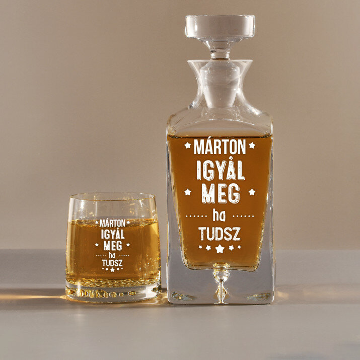 Igyál meg - Gravírozott whisky kancsó és poharak készlete