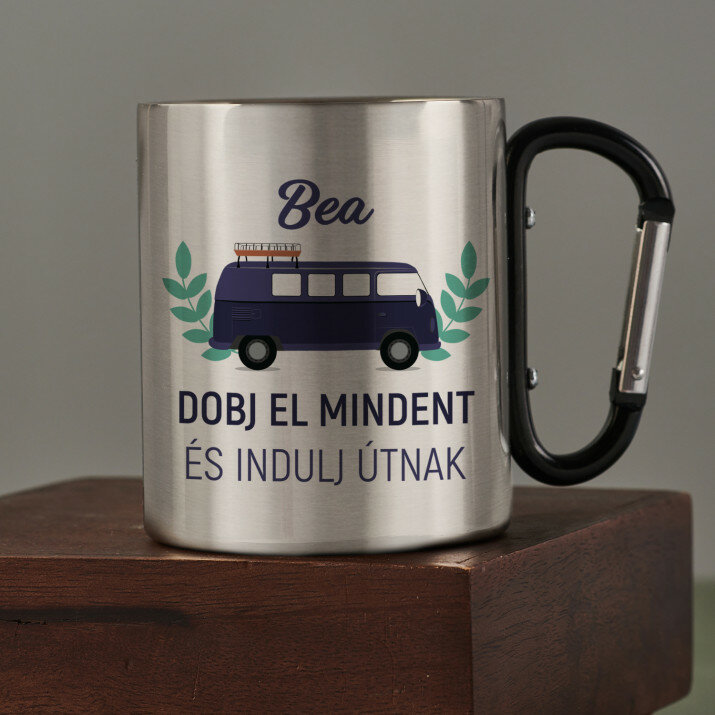 indulj útnak - Fém bögre karabinerrel