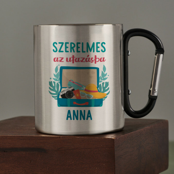 szerelmes az utazásba - Fém bögre karabinerrel
