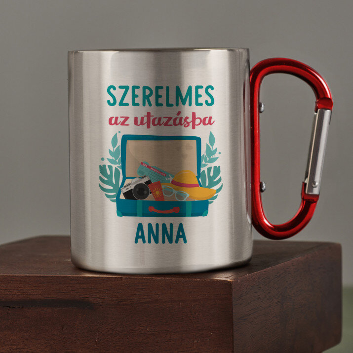 szerelmes az utazásba - Fém bögre karabinerrel