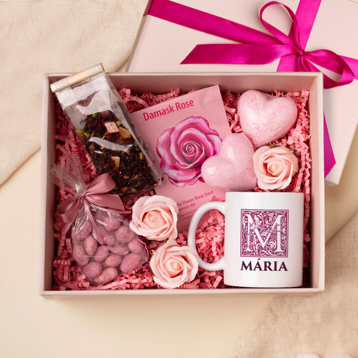 Ajándékkészlet bögrével és fürdőtabletta rózsával Hölgynek