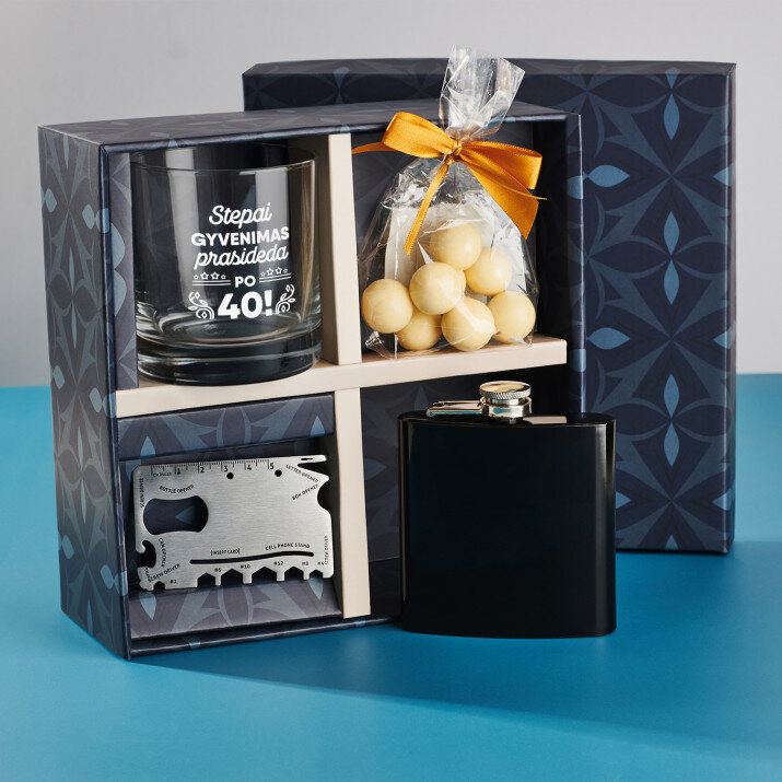 Ajándékkészlet whiskys pohárral 40. születésnapra