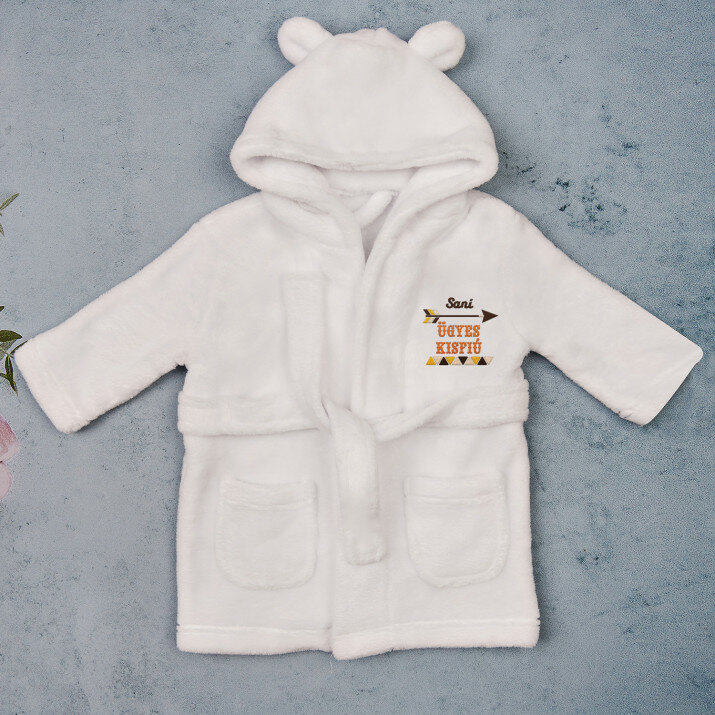 Ügyes kisfiú - Gyerek fürdőköpeny hímzéssel