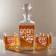 Born to fish - Gravírozott whisky kancsó és poharak készlete