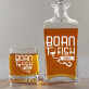 Born to fish - Gravírozott whisky kancsó és poharak készlete
