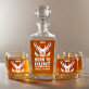 Born to hunt - Gravírozott whisky kancsó és poharak készlete