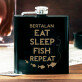 Eat, sleep, fish - Gravírozott laposüveg flaska
