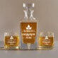 Királyi nagyapa - Gravírozott whisky kancsó és poharak készlete