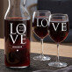 Love - Boroskancsó és 2 borospohár készlete