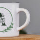 Monogram egy virágkörben - Kerámia bögre fekete peremmel
