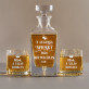 A világ királya - Gravírozott whisky kancsó és poharak készlete