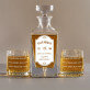 Single barrel - Gravírozott whisky kancsó és poharak készlete