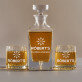 Whisky warmer - Gravírozott whisky kancsó és poharak készlete