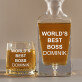 World`s best boss - Gravírozott whisky kancsó és poharak készlete