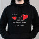 You make my heart smile - Fekete kapucnis pulóver férfiakna